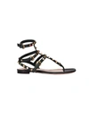 Valentino Rockstud Caged Leather Ankle Strap Sandal In Green