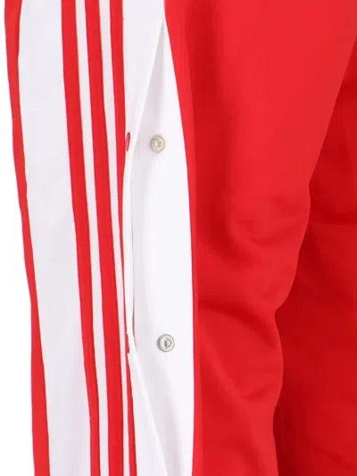 Adidas Originals Straight Trousers With Elastic Waistband And Side Stripes In Red