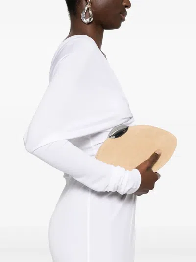 Benedetta Bruzziches Rounded Yellow Shoulder Bag With Metallic Clasp In Multi