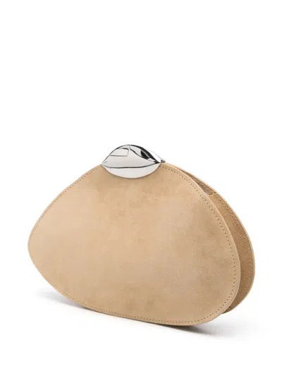 Benedetta Bruzziches Rounded Yellow Shoulder Bag With Metallic Clasp In Multi