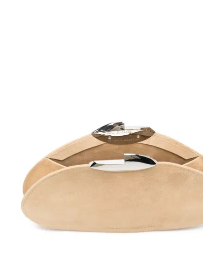 Benedetta Bruzziches Rounded Yellow Shoulder Bag With Metallic Clasp In Multi