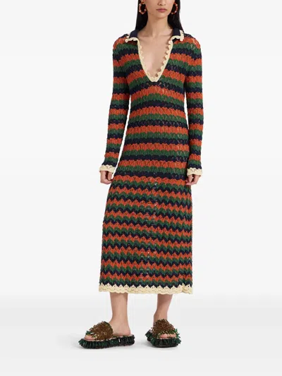 La Doublej Perry Knit Midi Dress In Orange