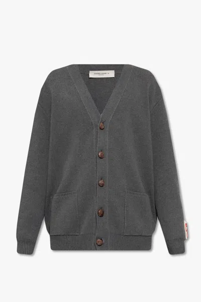 Golden Goose Micro-ribbed Cotton Cardigan In Gray