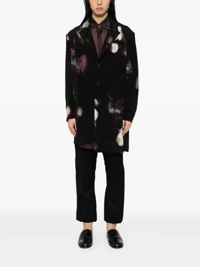 Yohji Yamamoto Jacke Mit Print In Schwarz