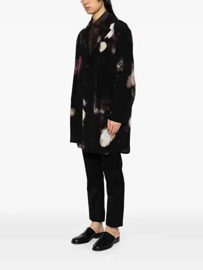 Yohji Yamamoto Jacke Mit Print In Schwarz