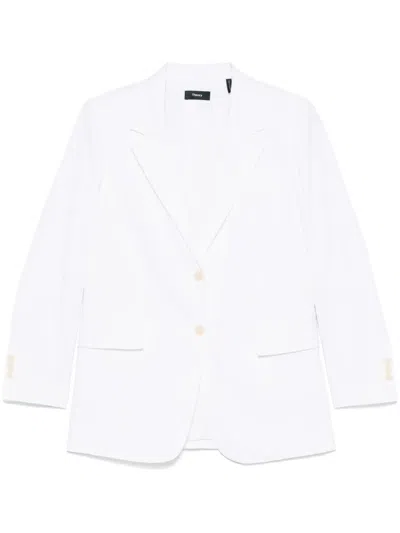 Theory Single-breasted Blazer In Weiss