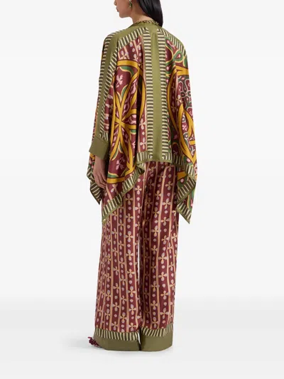 La Doublej Printed Silk-twill Wide-leg Pants In Beige