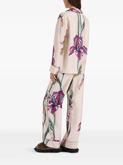 La Doublej La Double J Pajama Printed Silk-twill Trousers In Nude