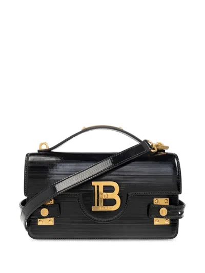 Balmain Bbuzz 24 Shoulder Bag In Smooth Leather In Black