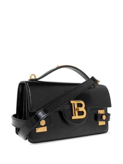 Balmain Bbuzz 24 Shoulder Bag In Smooth Leather In Black