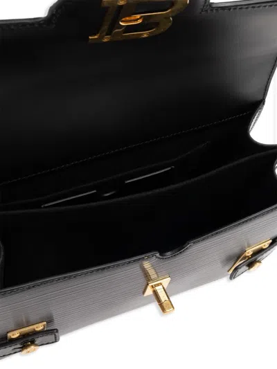 Balmain Bbuzz 24 Shoulder Bag In Smooth Leather In Black