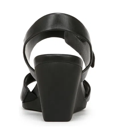 Naturalizer Women's Imani Open Round Toe Wedge Sandals In Black Leather