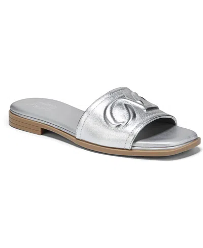 Naturalizer Women's Genevieve Open Square Toe Slide Sandals In Silver Leather
