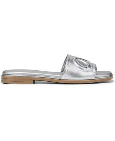 Naturalizer Women's Genevieve Open Square Toe Slide Sandals In Silver Leather