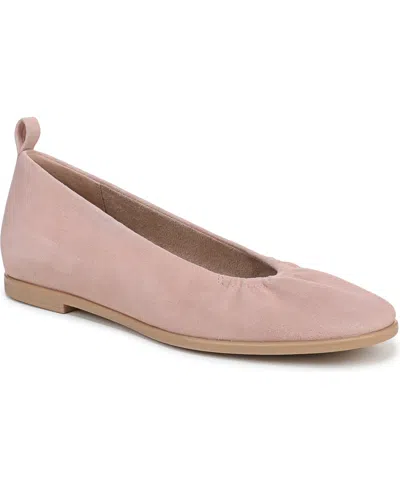 Naturalizer Women's Estie Closed Square Toe Ballet Flats In Cameo Pink Suede