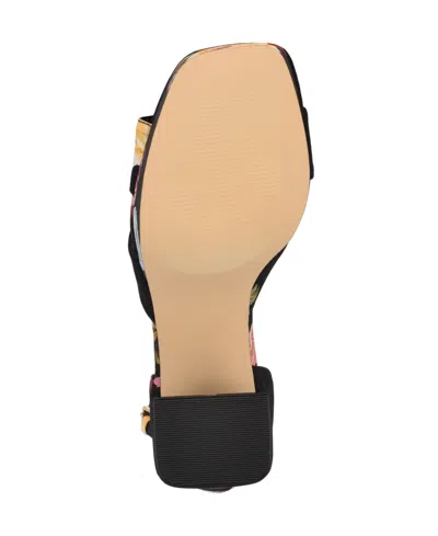 Nine West Women's Vicky Open Toe Dress Sandals In Black Scattered Rose Multi