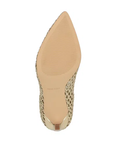 Nine West Women's Tatiana Woven Stiletto Pointy Toe Dress Pumps In Gold