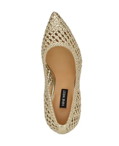Nine West Women's Tatiana Woven Stiletto Pointy Toe Dress Pumps In Gold