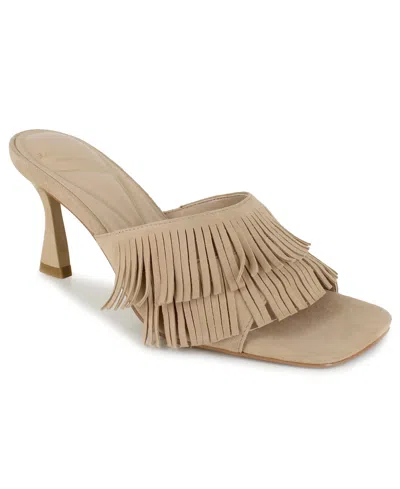 Kenneth Cole New York Women's Darby Fringe Slip On Dress Sandals In Camel