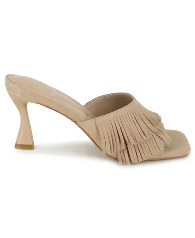 Kenneth Cole New York Women's Darby Fringe Slip On Dress Sandals In Camel