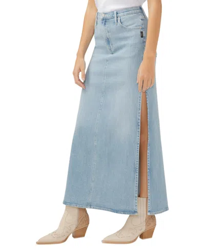 Silver Jeans Co. Women's Side Split Denim Maxi Skirt In Indigo