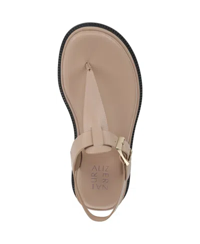 Naturalizer Women's Alyssa T-strap Thong Platform Sandals In Tan Faux Leather
