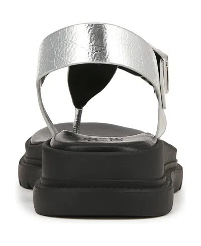 Naturalizer Women's Alyssa T-strap Thong Platform Sandals In Silver Faux Leather