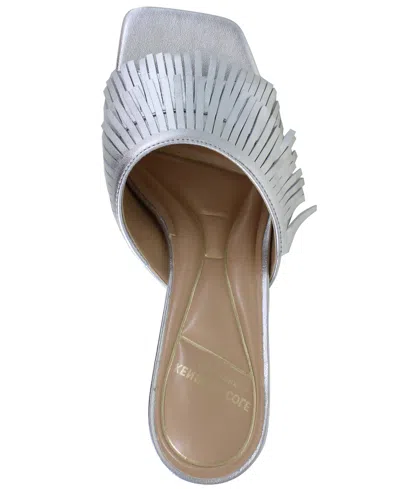 Kenneth Cole New York Women's Darby Fringe Slip On Dress Sandals In Silver