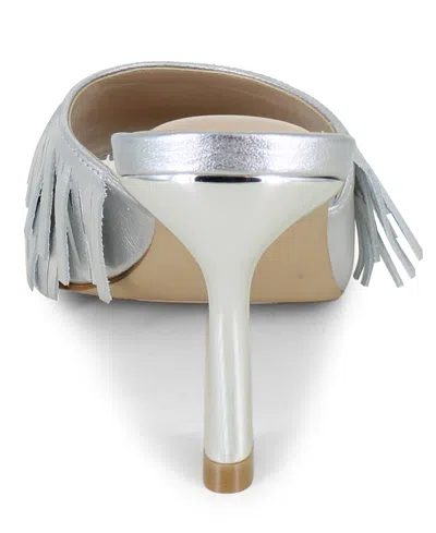 Kenneth Cole New York Women's Darby Fringe Slip On Dress Sandals In Silver