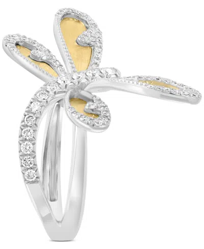 Effy Collection Effy Diamond Dragonfly Ring (1/2 Ct. T.w.) In 14k Two-tone Gold In Gold Over Silver