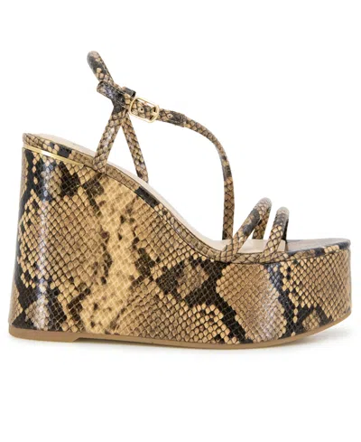 Kenneth Cole New York Women's Tatiana Platform Wedge Sandals In Sand Snake