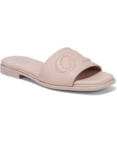 Naturalizer Women's Genevieve Open Square Toe Slide Sandals In Cameo Blush Pink Leather