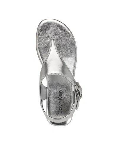 Calvin Klein Women's Moraca Metallic Thong Sandals In Silver