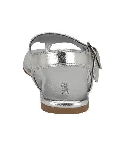 Calvin Klein Women's Moraca Metallic Thong Sandals In Silver
