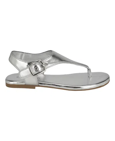 Calvin Klein Women's Moraca Metallic Thong Sandals In Silver