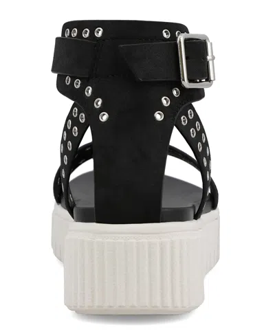 Mia Women's Evelin Grommeted Platform Round Toe Sandals In Black,silver