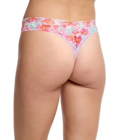 Hanky Panky Underwear Womens Multicolor Signature Lace Printed Thong Buu408 In First Bloom Blue