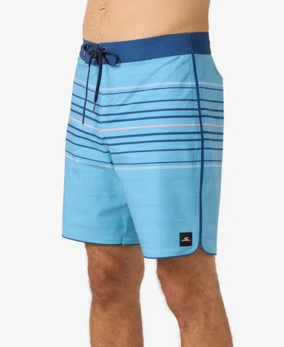 O'neill Men's Hyperfreak Heat Stripe Scallop Board Short In Blue Fade