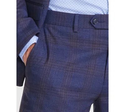 Bar Iii Men's Slim-fit Suit Separates Pant, Created For Macy's In Navy Plaid