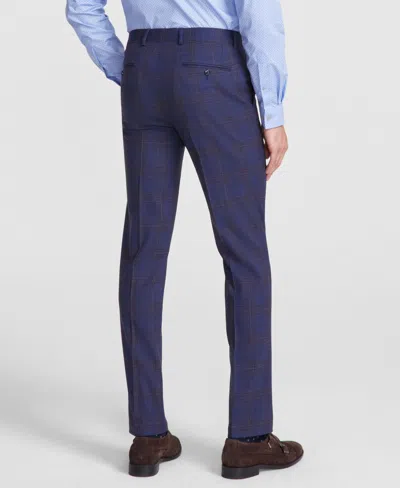 Bar Iii Men's Slim-fit Suit Separates Pant, Created For Macy's In Navy Plaid