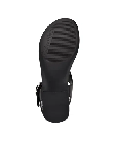 Calvin Klein Women's Moraca Buckle T Strap Flat Sandals In Black