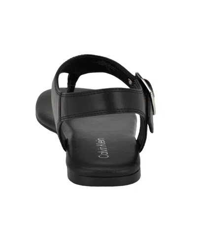 Calvin Klein Women's Moraca Buckle T Strap Flat Sandals In Black