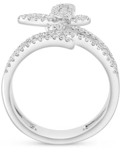 Effy Collection Effy Diamond Round & Baguette Butterfly Wrap Ring (3/8 Ct. T.w.) In 14k White Gold In White Gold