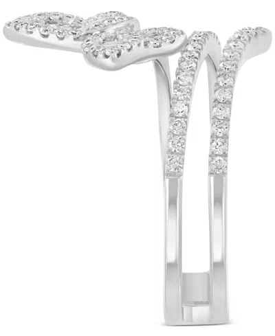 Effy Collection Effy Diamond Round & Baguette Butterfly Wrap Ring (3/8 Ct. T.w.) In 14k White Gold In White Gold