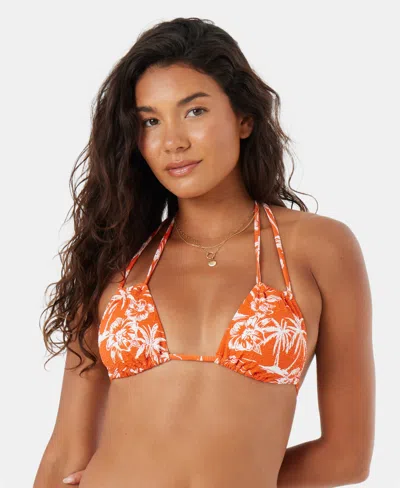 Roxy Vacay Vibes Double Strap Triangle Bikini Top In Red