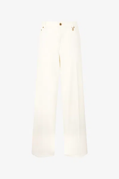 Roberto Cavalli Python-print Trousers In Ivory