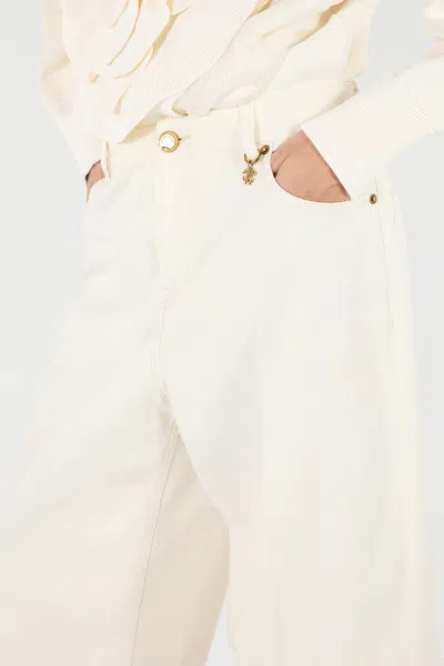 Roberto Cavalli Python-print Trousers In Ivory