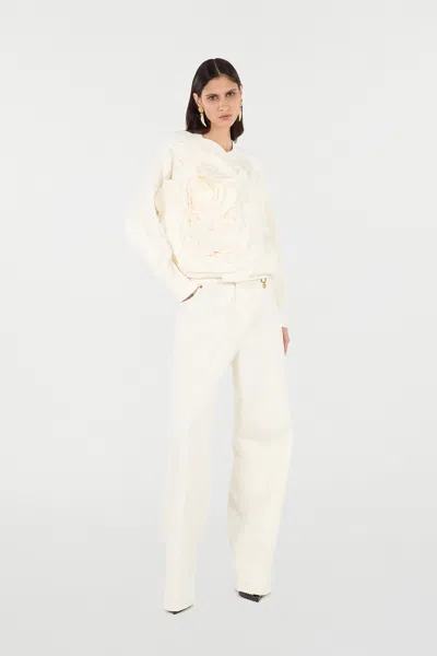 Roberto Cavalli Python-print Trousers In Ivory