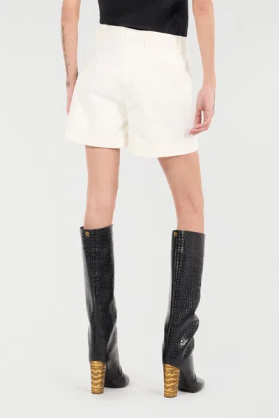 Roberto Cavalli Solid-color Python-print Shorts In Ivory