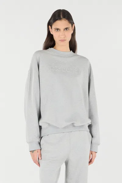 Roberto Cavalli Sweatshirt With Stand-up Collar In Gray
